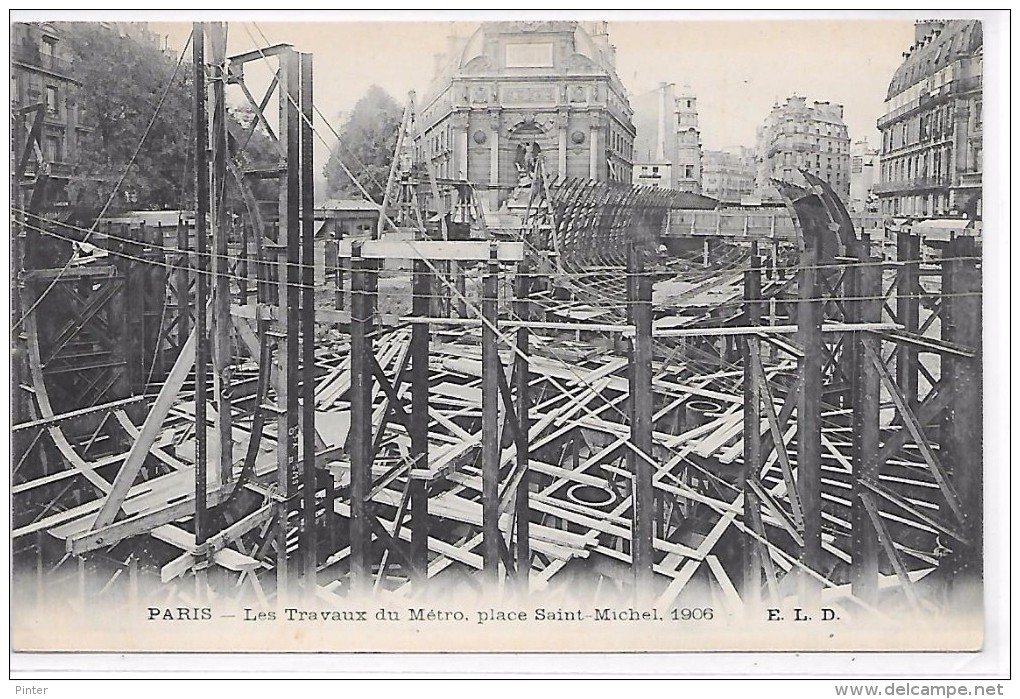 PARIS - Les Travaux Du Métro, Place Saint-Michel 1906 - Arrondissement: 05