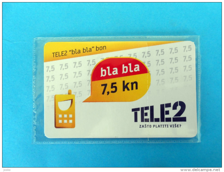 TELE2 - 7,5 Kuna ... Croatia Prepaid Card - MINT CARD IN BLISTER * Rarity * Tele 2 Bon Recharge Croatie Carte Prépayée - Croatia