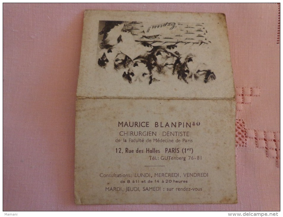 Calendrier 1941-decor Chien-blanpin Dentiste Paris- - Petit Format : 1941-60