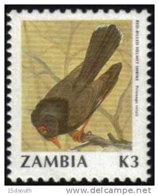Zambia - 1990 Birds K3 Shrike MNH** - Zambia (1965-...)