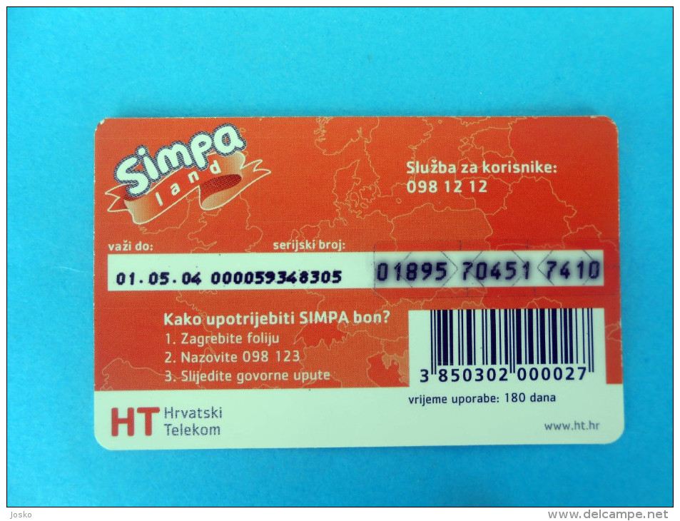 SIMPA Roma  - 100. Kuna ( Croatia Prepaid Card ) Croatie Carte Prépayee Recharge GSM  HT Now Is Part Of Deutsche Telekom - Kroatien