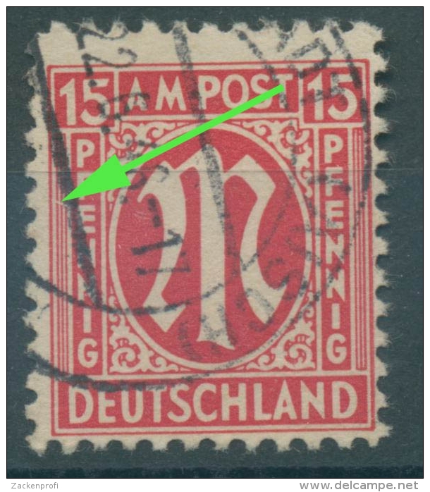 Bizone 1945 Am. Druck Mit Plattenfehler 8z VII, Papier Z Gestempelt (R7643) - Sonstige & Ohne Zuordnung