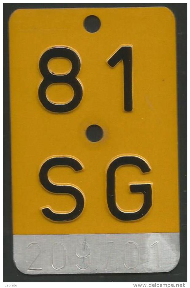 Velonummer Mofanummer St. Gallen SG 81 - Plaques D'immatriculation