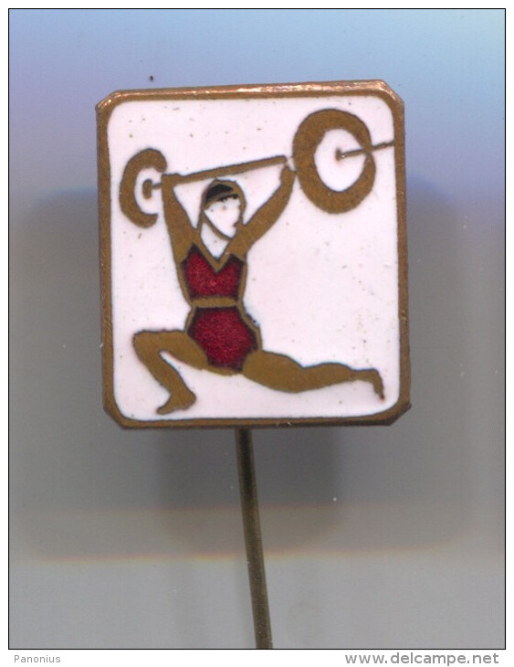 WEIGHTLIFTING -  Hungarian Vintage Pin Badge, Enamel - Weightlifting