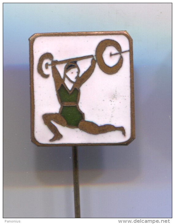 WEIGHTLIFTING -  Hungarian Vintage Pin Badge, Enamel - Weightlifting