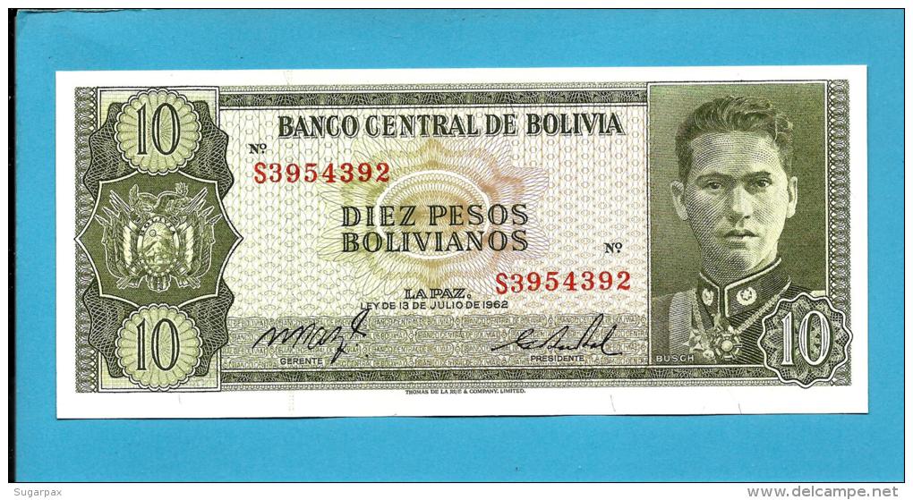 BOLIVIA - 10 Pesos Bolivianos - L. 1962 - P 154 - UNC. - Serie S3 - See Sign. - 2 Scans - Bolivia
