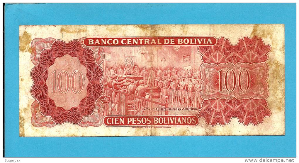 BOLIVIA - 100 Pesos Bolivianos - L. 1962 - P 163 - Serie Q 5 - See Sign. -  2 Scans - Bolivien