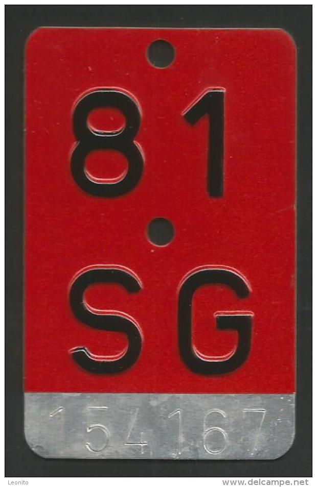 Velonummer St. Gallen SG 81 - Kennzeichen & Nummernschilder