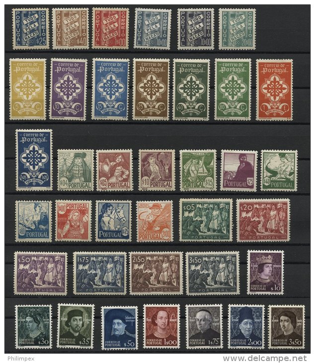 PORTUGAL, VERY  NICE GROUP 1935-49 F/VF NH, ONE STAMP LH - Collections