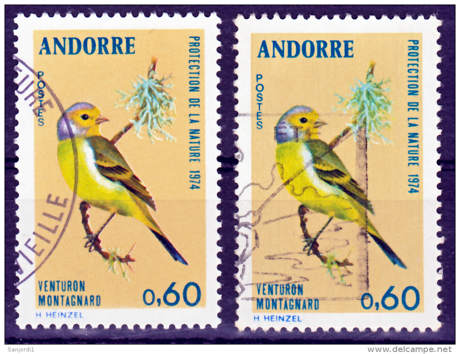 Andorre 240 Variété Tête Bleue Et Normal Venturon Répertorié Catalogue Spécialisé1974 Oblitéré Used - Usados