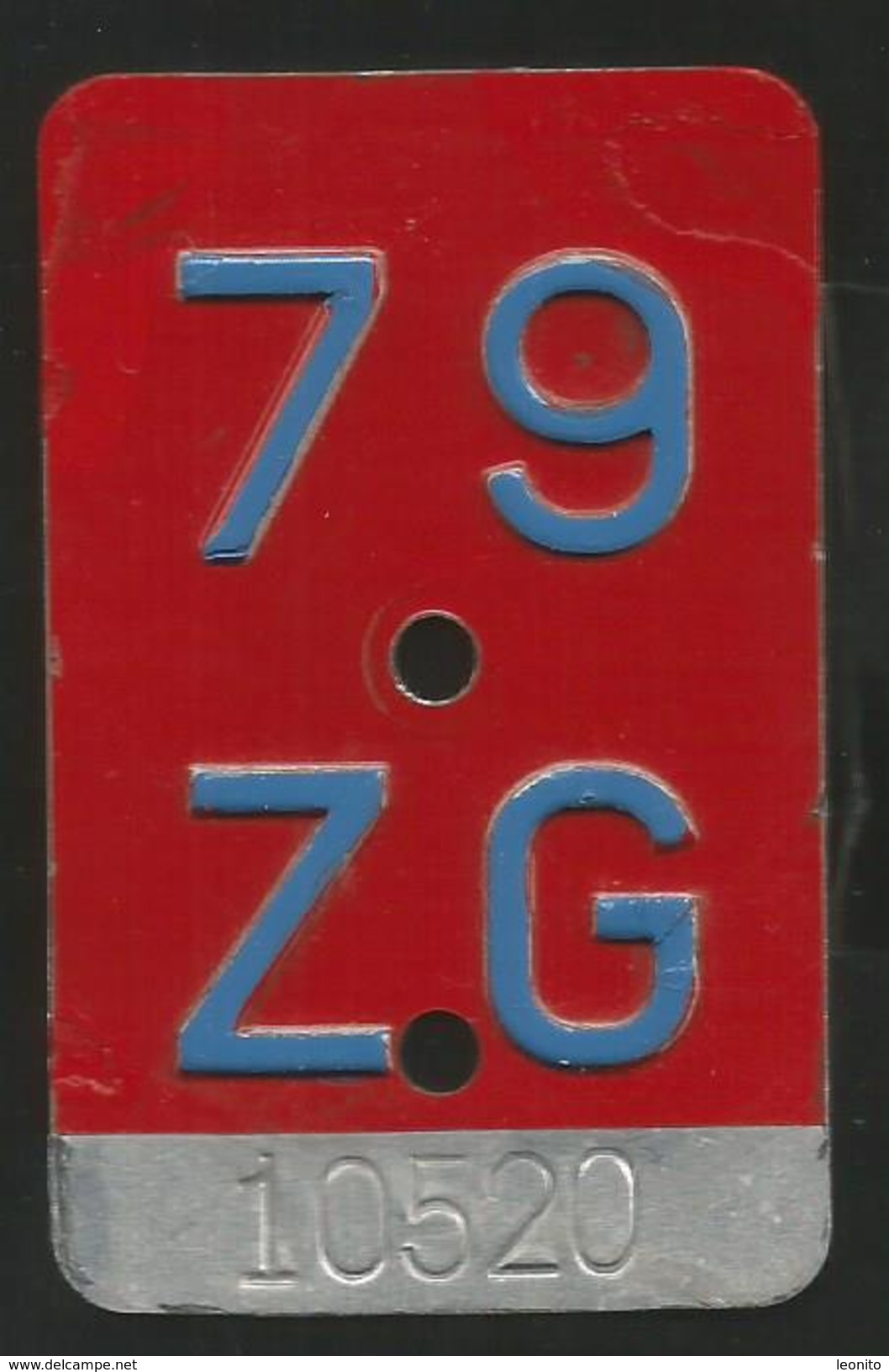 Velonummer Zug ZG 79 - Plaques D'immatriculation
