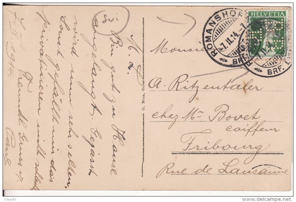 ROMANSHORN (Suisse) Rue Maison-Cachet-Timbre PERFORE-Stamp-Brief Stempel-VOIR 2 SCANS - Horn