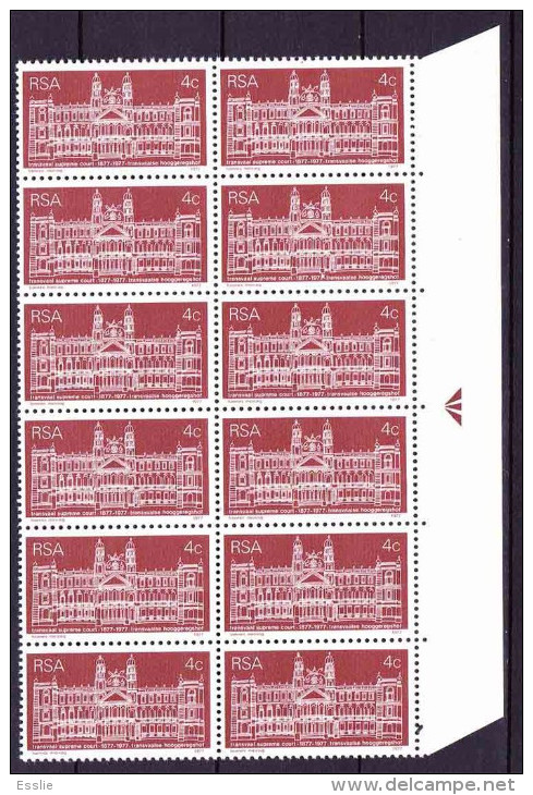 South Africa -1977 - Transvaal Supreme Court, Centenary - Arrow Block Of 12 - Neufs