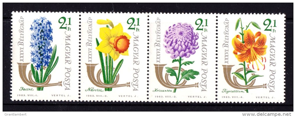 Hungary 1963 Flowers Strip Of 4 MNH - Nuovi