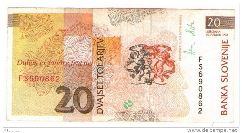 Slovenia 20 Tolarjev 1992 - Slovenia