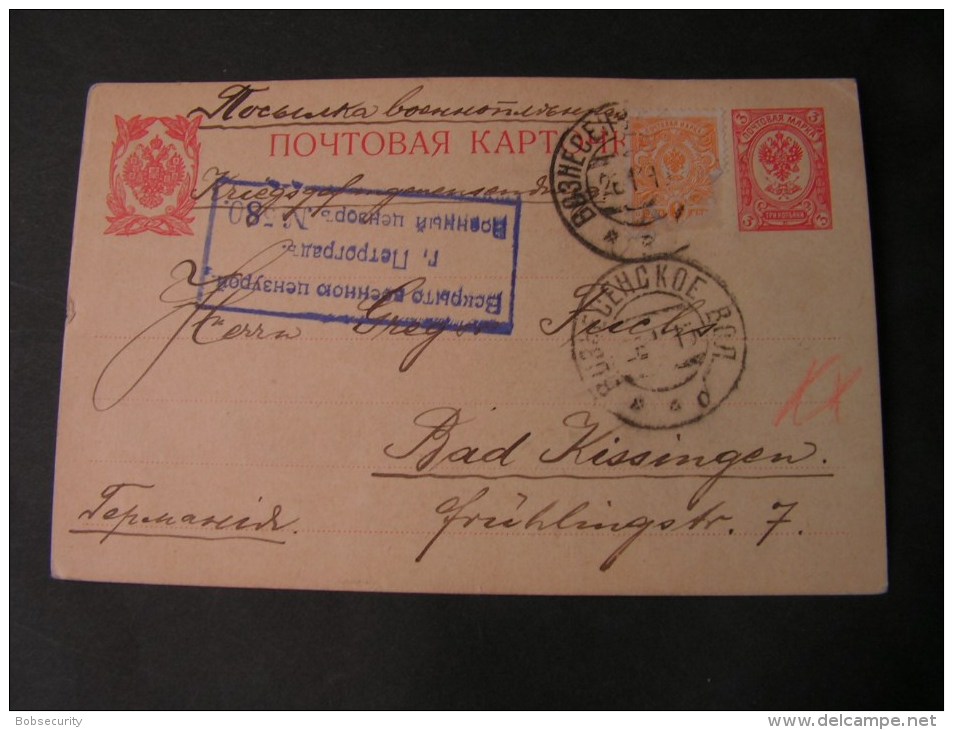 == Russland Karte Nach Bad Kissingen 1915  Boenskoje , Mil. Zensur - Stamped Stationery