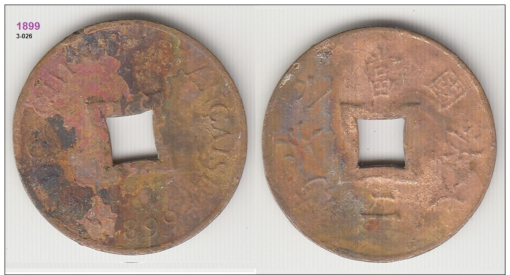 French Indochina Bronze Coin 1899 2 Sapeque KM# 6 - Viêt-Nam