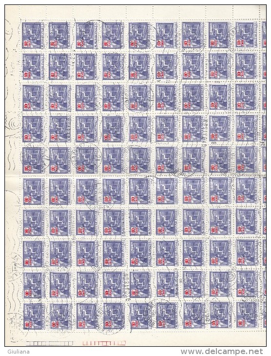 Ungheria - Foglio  Completo Di 100  Valori Used - Feuilles Complètes Et Multiples