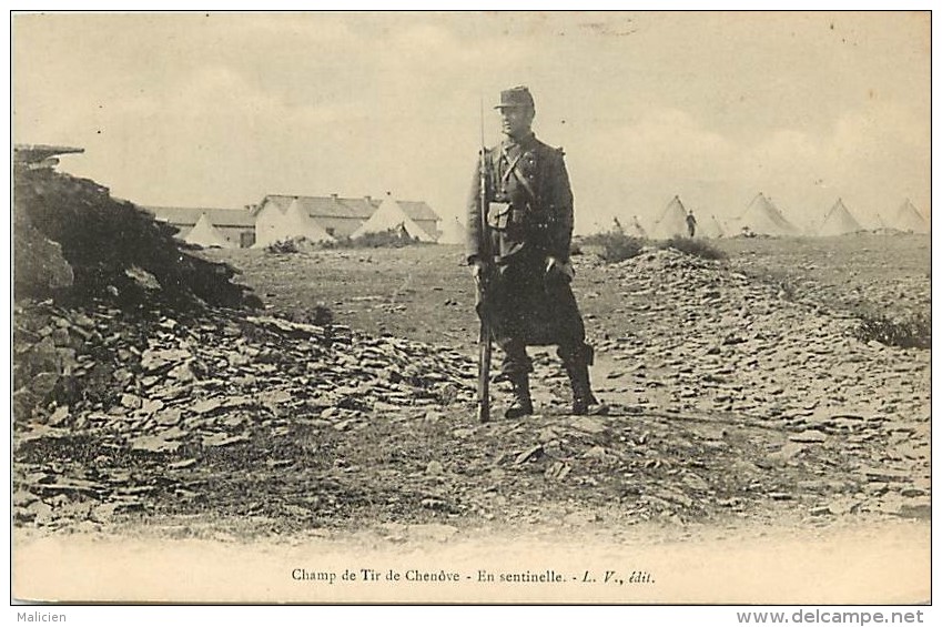 - Cote Dor - Ref- A403 - Chenove -  Champ De Tir - En Sentinelle - Militaire - Regiment - Carte Bon Etat - - Chenove