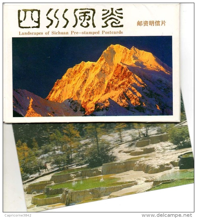 Chine 1989 - 6 Cartes Entiers Postaux Dans étui.  "Paysage Du Sichuan" - Cartoline Postali