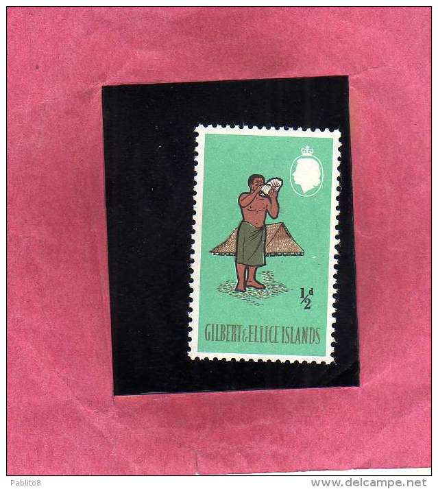 GILBERT & ED ELLICE 1965 FLOKLORE COSTUMES FLOCLORE MANEABA AND GILBERTESE MAN BLOWING BU SHELL MNH - Gilbert & Ellice Islands (...-1979)