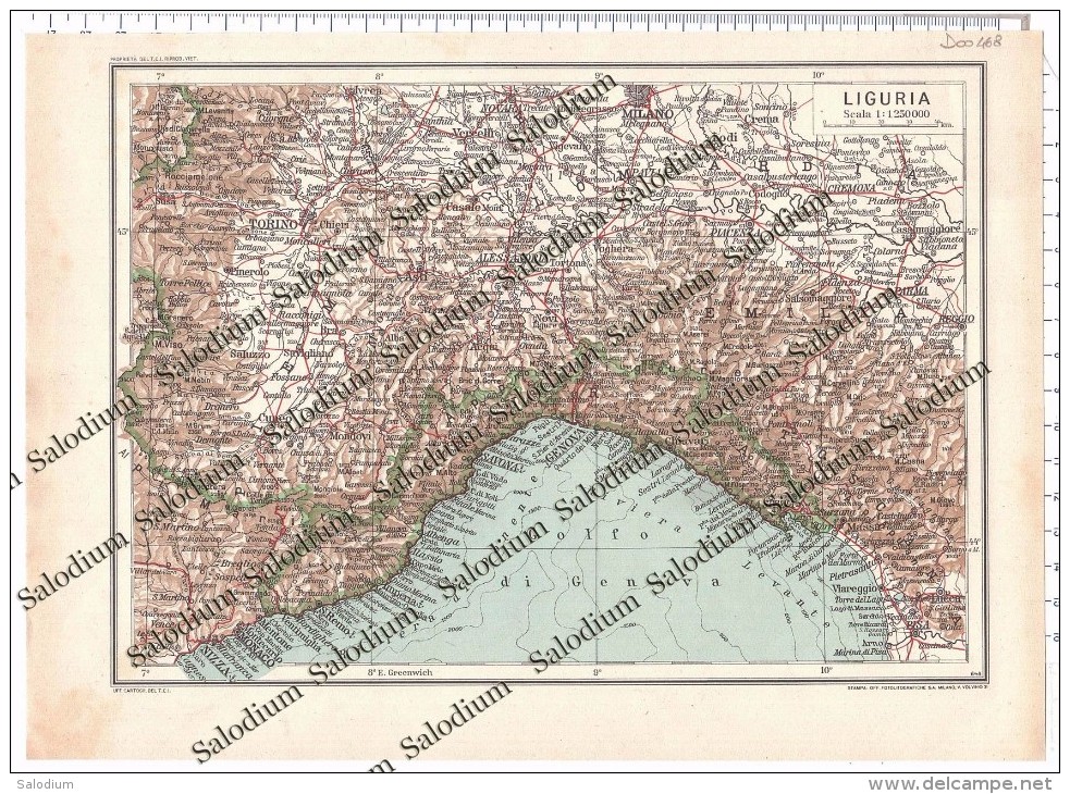 Liguria  - Mappa Cartina PRIMI DECENNI DEL '900 - Altri & Non Classificati