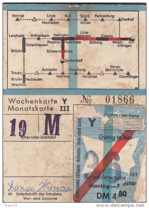 WOCHENKARTE - BIGLIETTO  /   Anno 1962 - Altri & Non Classificati