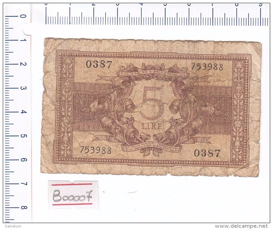5 Lire Regno D´italia - Banconota Banknote - Italia – 5 Lire