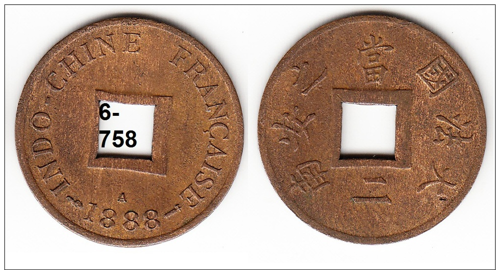 French Cochin Indochina Set Of 10 Bronze Coins 1879-1901 2 Sapeque KM# 2, 6 Rare - Laos