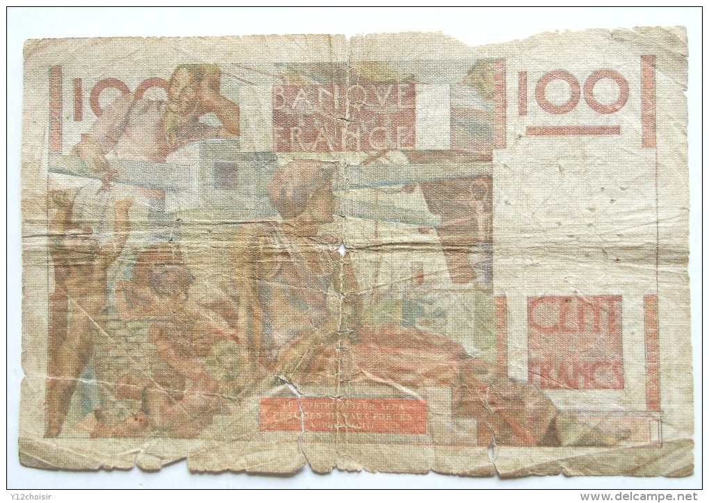 BILLET CENT 100 FRANCS BANQUE DE FRANCE JEUNE PAYSAN - 100 F 1945-1954 ''Jeune Paysan''