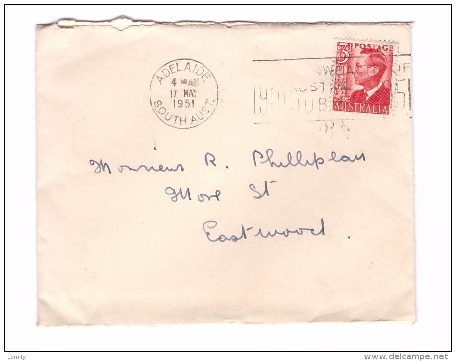 Australie Lettre Adelaide 1951 1 Timbre George VI - Briefe U. Dokumente