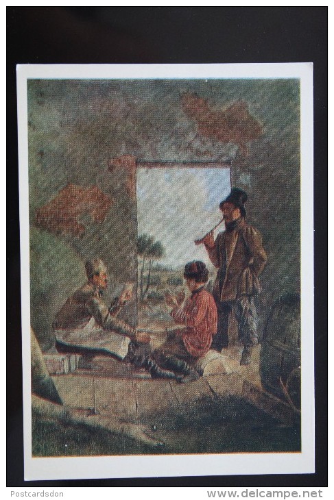 OLD USSR Postcard "PLAYERS" By Shedrovsky  1980  - PLAYING CARDS - Playing Cards