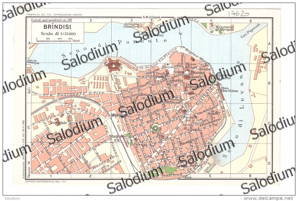 BRINDISI - Vecchia Mappa Cartina Originale D´epoca - Altri & Non Classificati