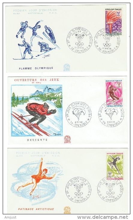 France // FDC // 1968  3 Lettres Jeux Olympiques Grenoble - 1960-1969