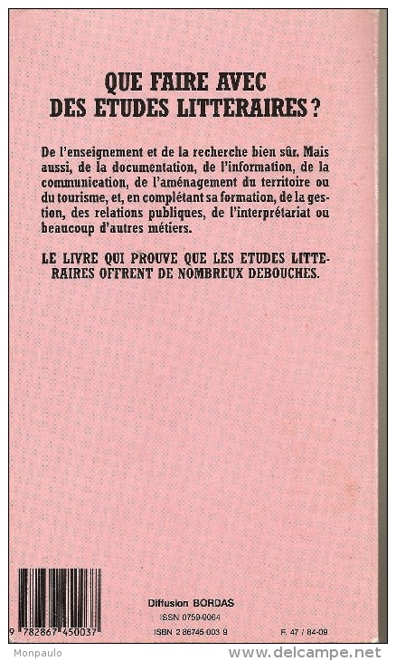 Scolaires. Christine Guesdon. Que Faire Avec Ses études Littéraires ? (L'étudiant Pratique) Génération - 18 Ans Et Plus