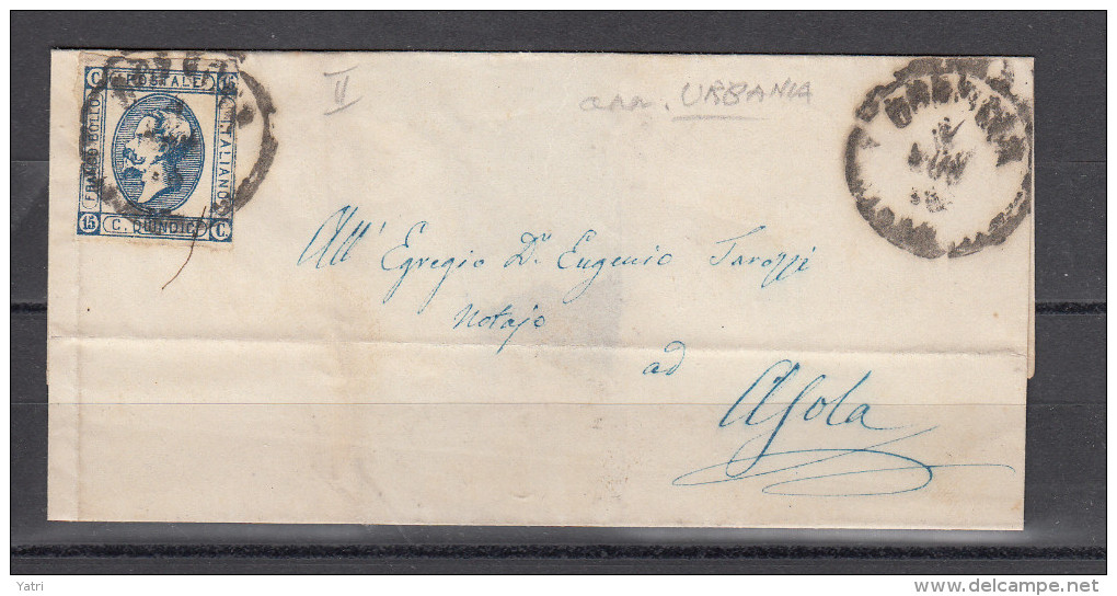 Regno D'Italia (1863) - 15 Cent. Litografico 2° Tipo Su Piego Da Urbania Ad Asola - Storia Postale