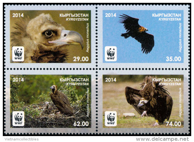 (WWF-526) W.W.F. Kirgisien Kyrgyzstan MNH Stamps 2014 : Cinereous Vulture / Bird / Oiseaux - Unused Stamps