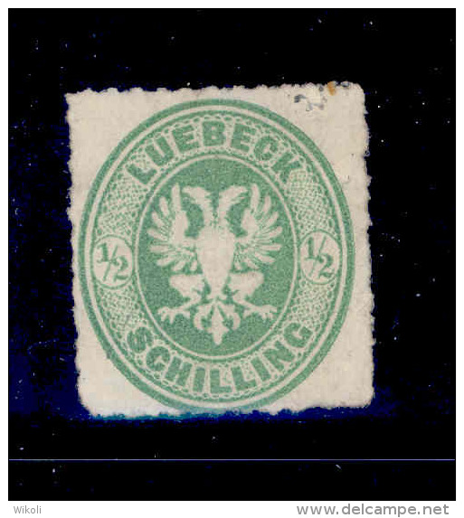! ! Lubeck Germany - 1863 Eagle 1/2s - No Gum - Luebeck