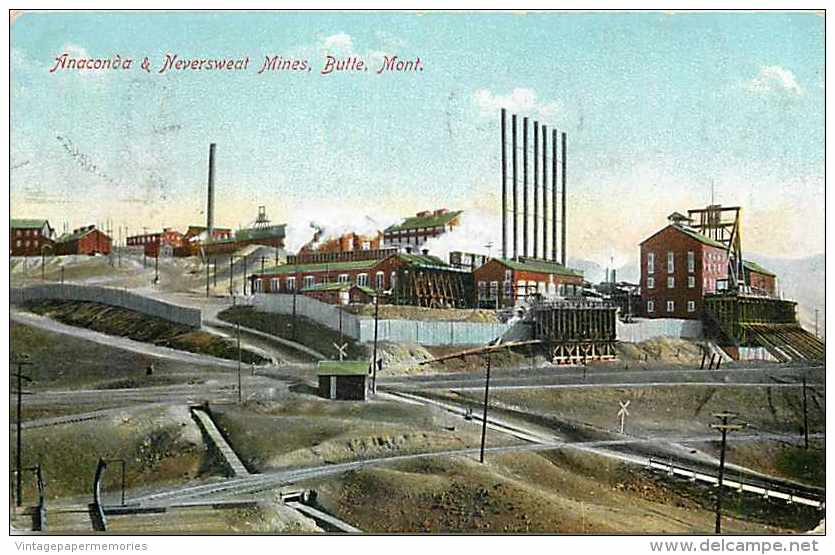 240475-Montana, Butte, Anaconda & Neversweat Copper & Silver Mines, Mining Scene, Julius Fried No 306 - Butte