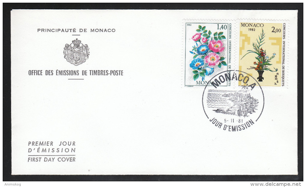 Monaco 1981, FDC Int. Wettbew. F. Blumenbinderei / Monaco 1981, FDC Int. Competition For Flower Arrangement - Cartas & Documentos