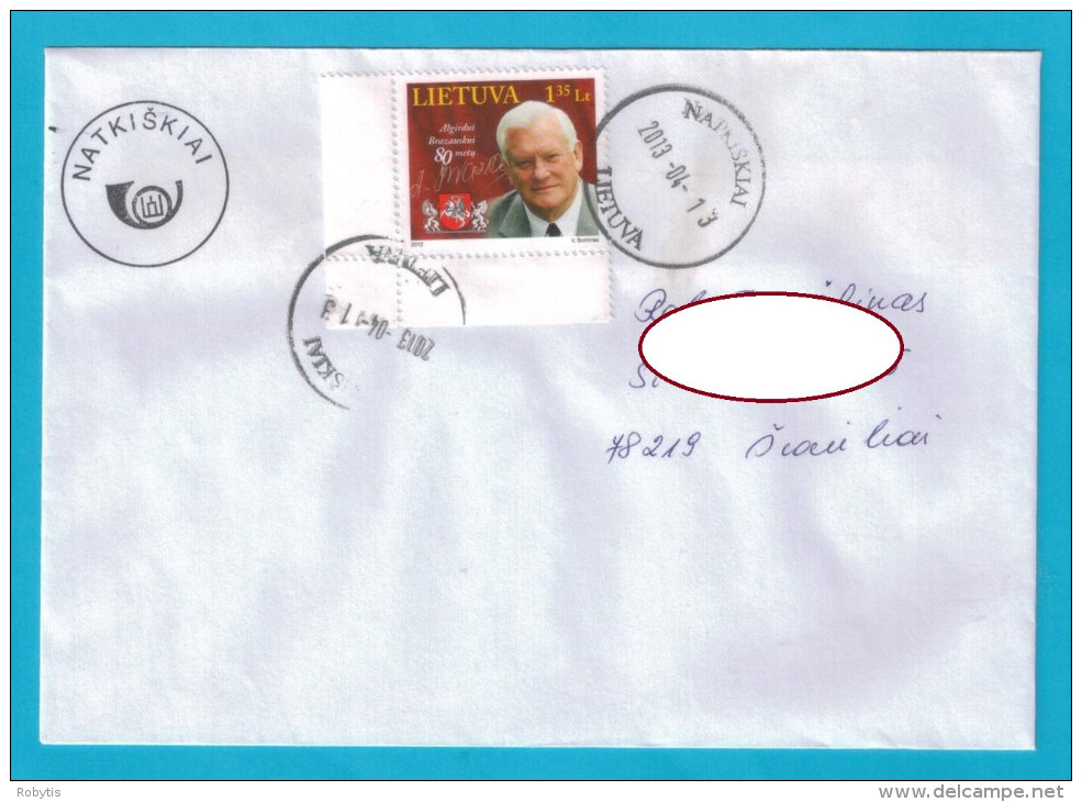 Lithuania Cover Sent From Post Office Natkiskiai  To Siauliai 2013 - Lituania