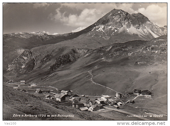 CPA ZURS- VILLAGE PANORAMA, ARLBERG MASSIF, RUFISPITZE PEAK - Zürs