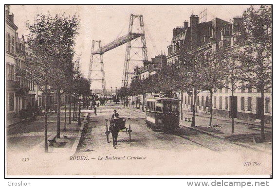 ROUEN 150 LE BOULEVARD CAUCHOISE (TRAMWAY PONT SUSPENDU ET ATTELAGE CHEVAL) 1905 - Rouen