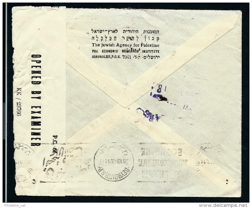 PALESTINE - Enveloppe De Jerusalem Pour Beyrouth En 1943 Avec Controle - à Voir - Lot P7488 - Palestine