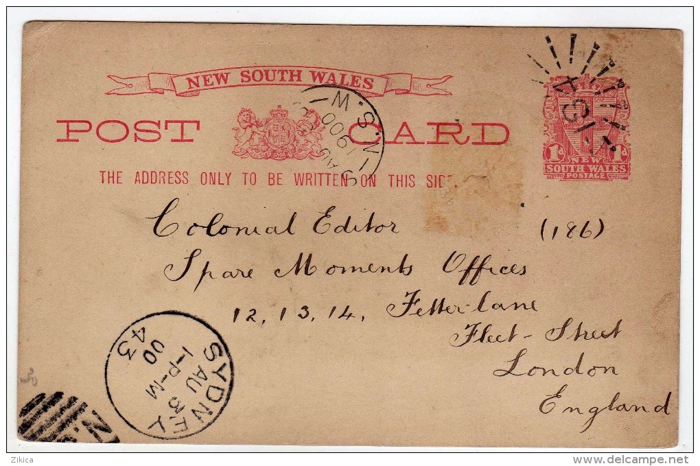 Australia.New South Wales 1900.stamped Stationery 1d, Sydney Via London - Briefe U. Dokumente