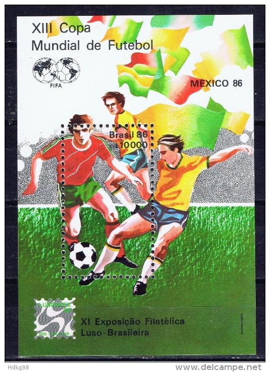 BR+ Brasilien 1986 Mi Bl. 69 - 2166 Fußball-WM - Oblitérés