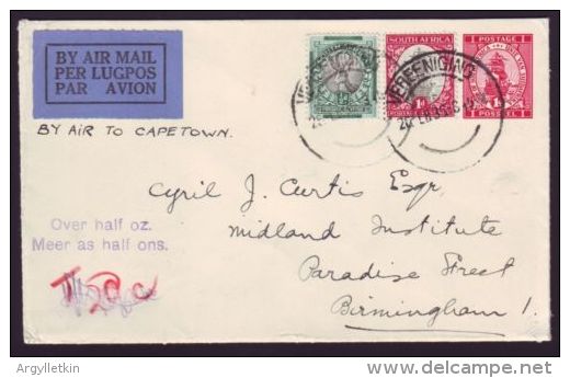 SOUTH AFRICA AIRMAIL FIRST FLIGHT VEREENIGING STATIONERY 1935 - Luchtpost