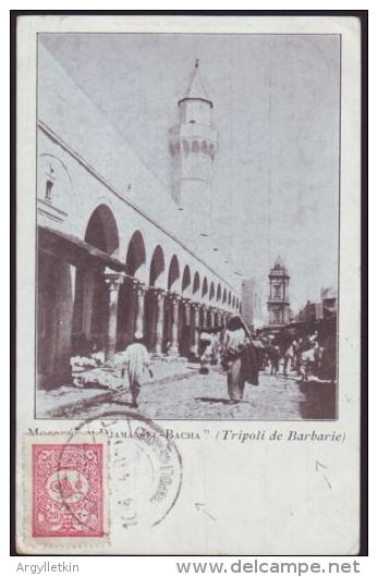 OTTOMAN LIBYA TRIPOLI MALTA 1904 POSTCARD - Malta (...-1964)