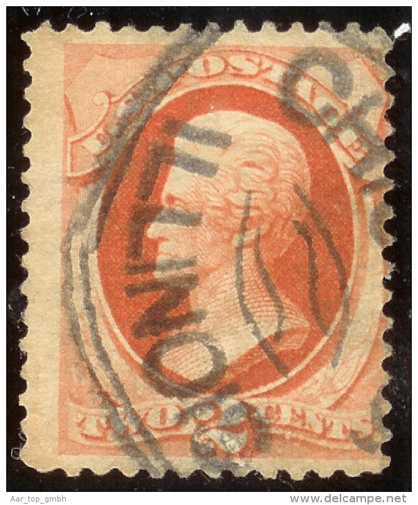 USA 1870 Ca. 2 Cent Rotorange Mi#37 I O Chicago Illinoi - Oblitérés