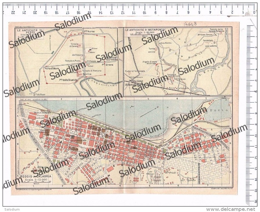 PESTO METAPONTO REGGIO CALABRIA  - Mappa Cartina Originale D´epoca - Altri & Non Classificati